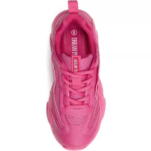 imageDREAM PAIRS Womens Platform Chunky Fashion Sneakers Walking LaceUp Comfortable Dad Sneakers Workout Sport Work Casual Tennis ShoesHot Pink
