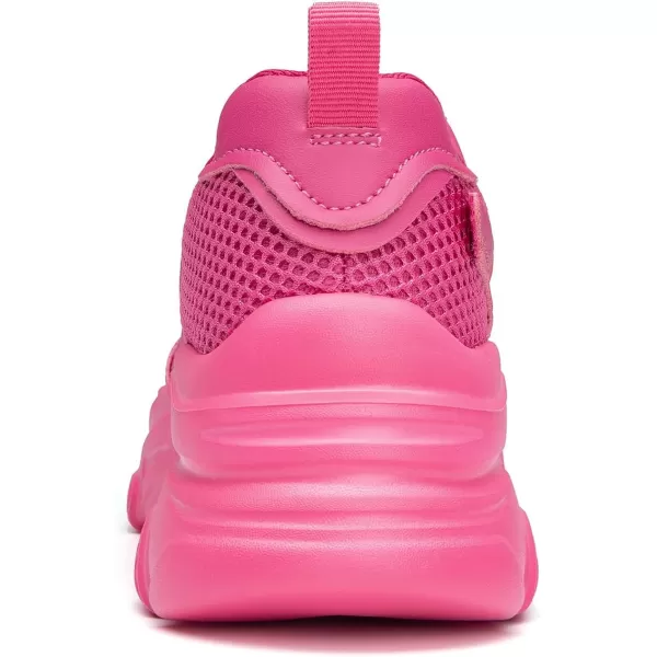 imageDREAM PAIRS Womens Platform Chunky Fashion Sneakers Walking LaceUp Comfortable Dad Sneakers Workout Sport Work Casual Tennis ShoesHot Pink