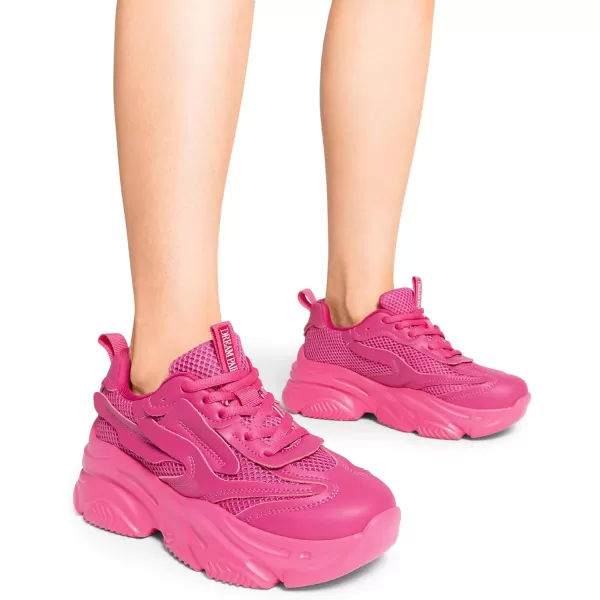imageDREAM PAIRS Womens Platform Chunky Fashion Sneakers Walking LaceUp Comfortable Dad Sneakers Workout Sport Work Casual Tennis ShoesHot Pink