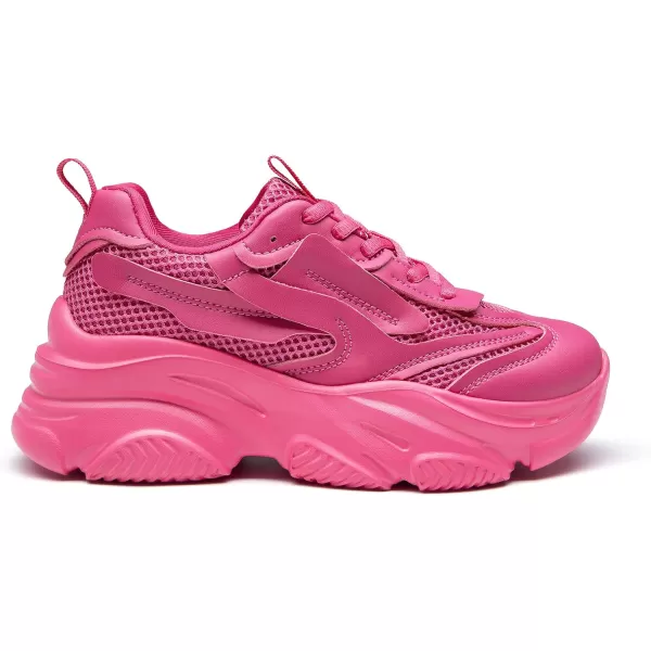 imageDREAM PAIRS Womens Platform Chunky Fashion Sneakers Walking LaceUp Comfortable Dad Sneakers Workout Sport Work Casual Tennis ShoesHot Pink