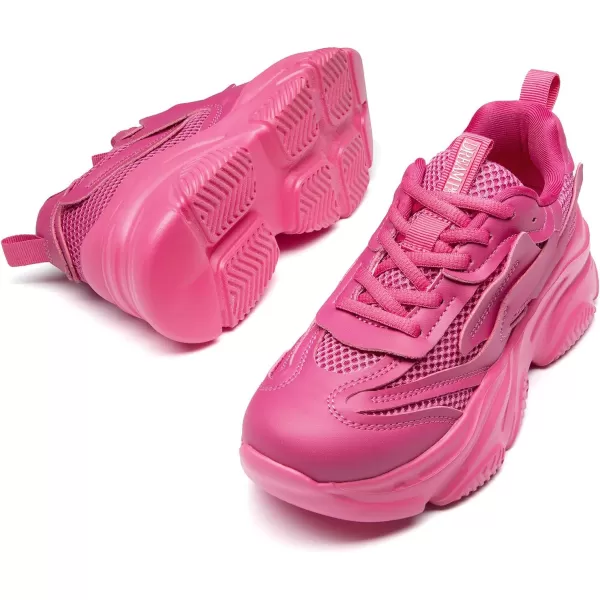 imageDREAM PAIRS Womens Platform Chunky Fashion Sneakers Walking LaceUp Comfortable Dad Sneakers Workout Sport Work Casual Tennis ShoesHot Pink