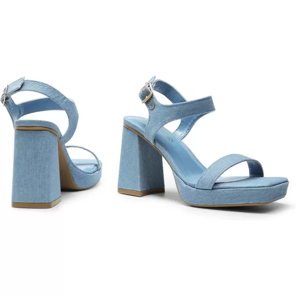 imageDREAM PAIRS Womens Platform Chunky Heels Ankle Strap Block High Heel Square Toe Wedding Party Dress Sandals ShoesDenim Blue