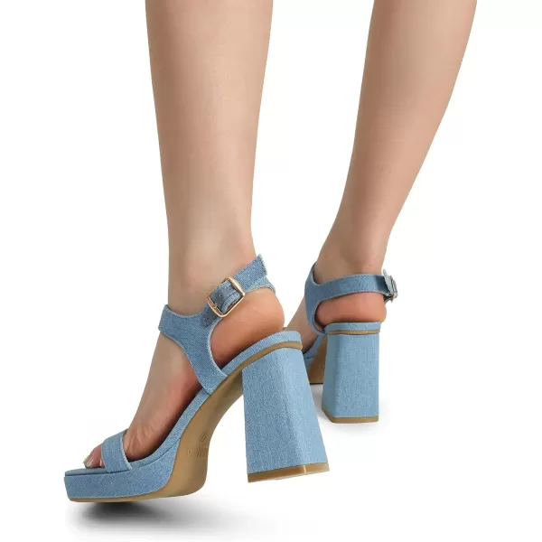 imageDREAM PAIRS Womens Platform Chunky Heels Ankle Strap Block High Heel Square Toe Wedding Party Dress Sandals ShoesDenim Blue
