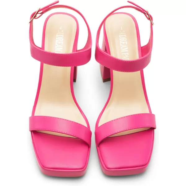 imageDREAM PAIRS Womens Platform Chunky Heels Ankle Strap Block High Heel Square Toe Wedding Party Dress Sandals ShoesHot Pinkpu