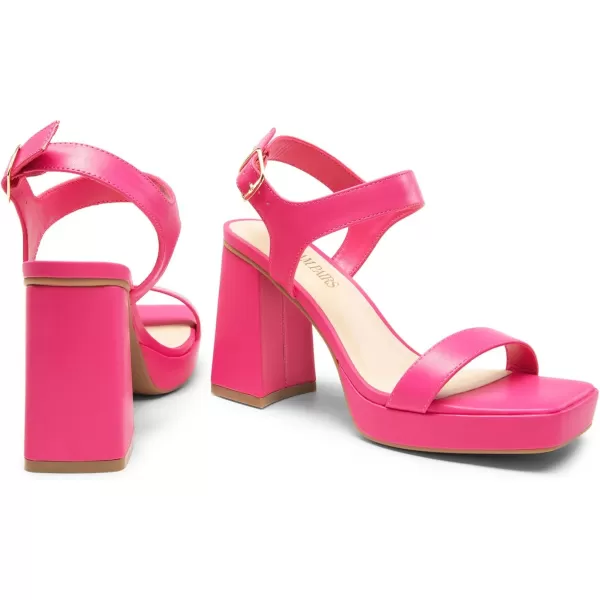 imageDREAM PAIRS Womens Platform Chunky Heels Ankle Strap Block High Heel Square Toe Wedding Party Dress Sandals ShoesHot Pinkpu