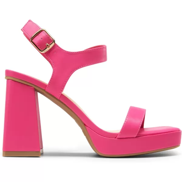 imageDREAM PAIRS Womens Platform Chunky Heels Ankle Strap Block High Heel Square Toe Wedding Party Dress Sandals ShoesHot Pinkpu