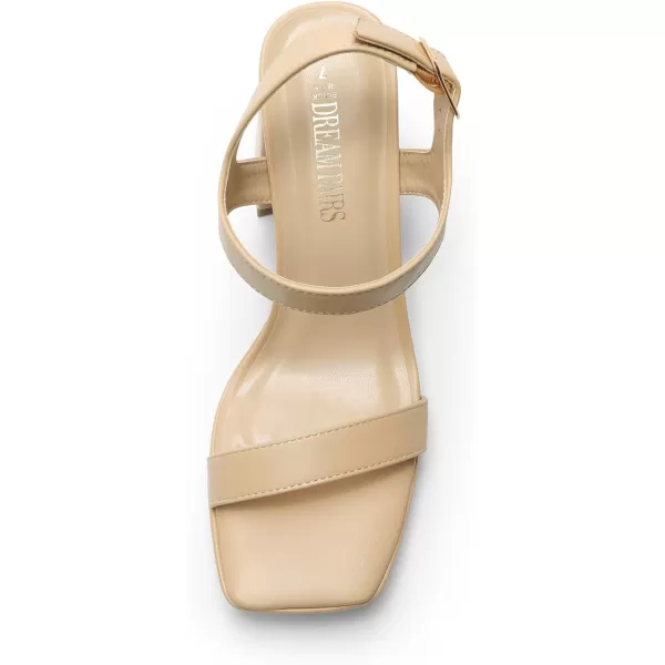 imageDREAM PAIRS Womens Platform Chunky Heels Ankle Strap Block High Heel Square Toe Wedding Party Dress Sandals ShoesNudepu