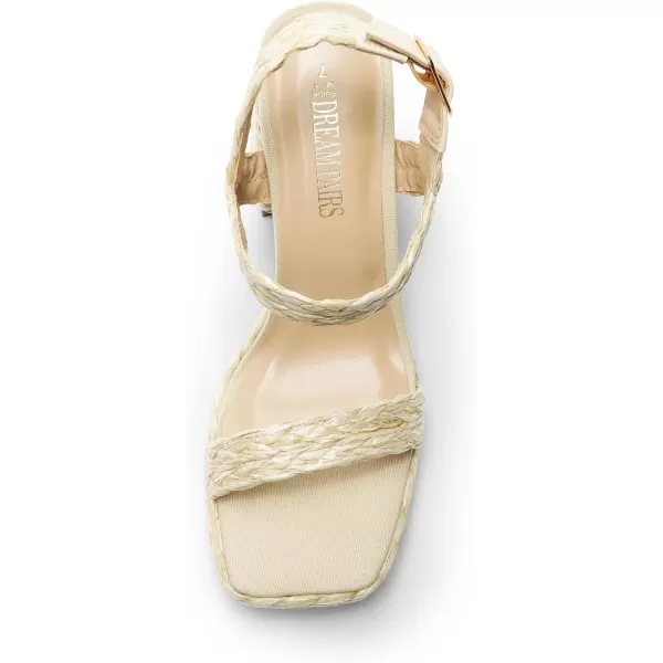 imageDREAM PAIRS Womens Platform Chunky Heels Ankle Strap Block High Heel Square Toe Wedding Party Dress Sandals ShoesNudewoven