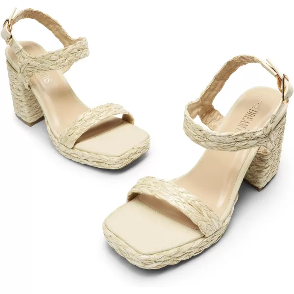 imageDREAM PAIRS Womens Platform Chunky Heels Ankle Strap Block High Heel Square Toe Wedding Party Dress Sandals ShoesNudewoven