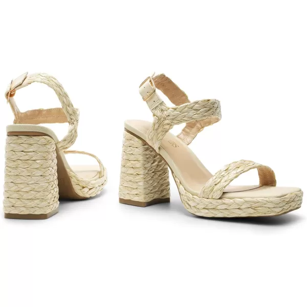 imageDREAM PAIRS Womens Platform Chunky Heels Ankle Strap Block High Heel Square Toe Wedding Party Dress Sandals ShoesNudewoven
