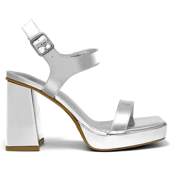 imageDREAM PAIRS Womens Platform Chunky Heels Ankle Strap Block High Heel Square Toe Wedding Party Dress Sandals ShoesSilverpat