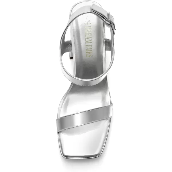imageDREAM PAIRS Womens Platform Chunky Heels Ankle Strap Block High Heel Square Toe Wedding Party Dress Sandals ShoesSilverpat