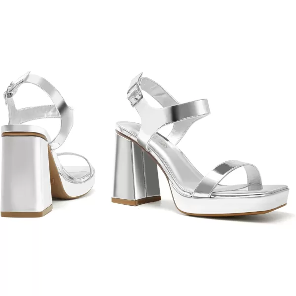 imageDREAM PAIRS Womens Platform Chunky Heels Ankle Strap Block High Heel Square Toe Wedding Party Dress Sandals ShoesSilverpat