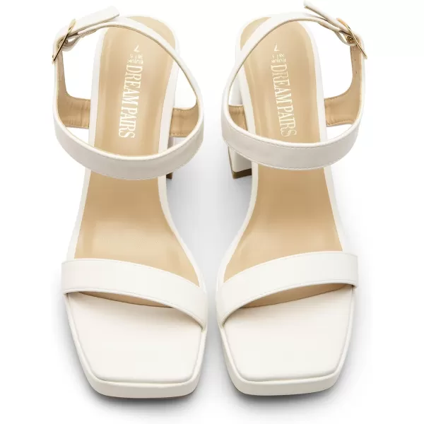 imageDREAM PAIRS Womens Platform Chunky Heels Ankle Strap Block High Heel Square Toe Wedding Party Dress Sandals ShoesWhitepu