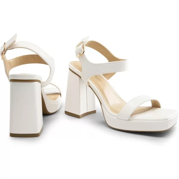 imageDREAM PAIRS Womens Platform Chunky Heels Ankle Strap Block High Heel Square Toe Wedding Party Dress Sandals ShoesWhitepu