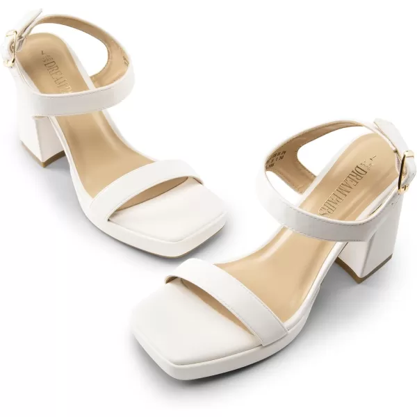 imageDREAM PAIRS Womens Platform Chunky Heels Ankle Strap Block High Heel Square Toe Wedding Party Dress Sandals ShoesWhitepu