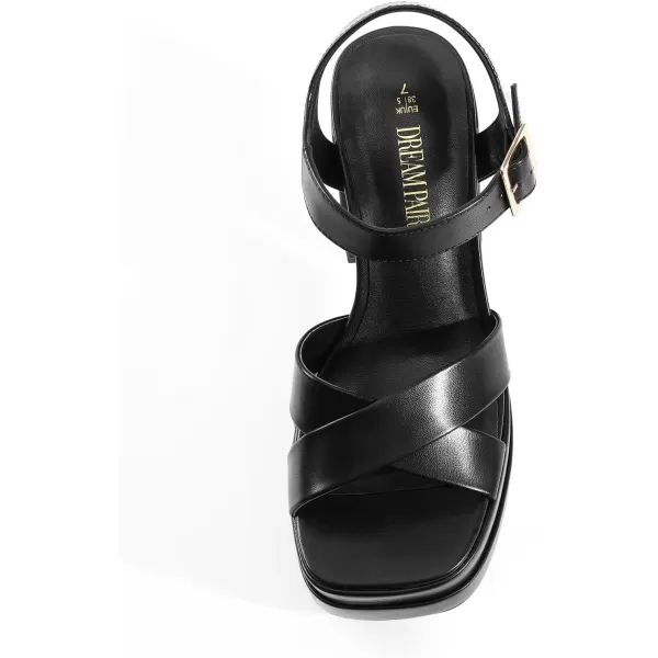 imageDREAM PAIRS Womens Platform Chunky Heels Square Open Toe Ankle Strap High Heeled Sandals Y2K Shoes for Party BrunchBlack