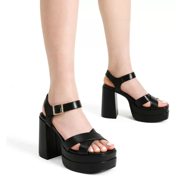 imageDREAM PAIRS Womens Platform Chunky Heels Square Open Toe Ankle Strap High Heeled Sandals Y2K Shoes for Party BrunchBlack
