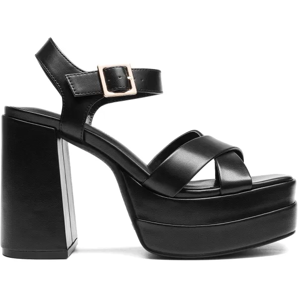 imageDREAM PAIRS Womens Platform Chunky Heels Square Open Toe Ankle Strap High Heeled Sandals Y2K Shoes for Party BrunchBlack