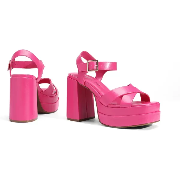 imageDREAM PAIRS Womens Platform Chunky Heels Square Open Toe Ankle Strap High Heeled Sandals Y2K Shoes for Party BrunchHot Pink