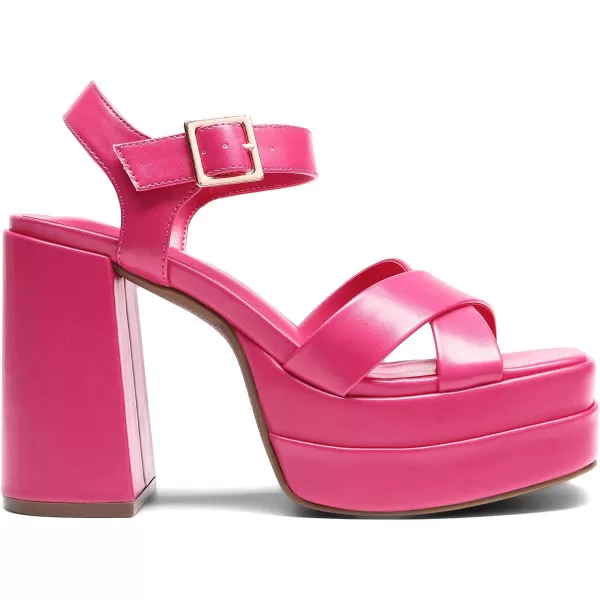 imageDREAM PAIRS Womens Platform Chunky Heels Square Open Toe Ankle Strap High Heeled Sandals Y2K Shoes for Party BrunchHot Pink