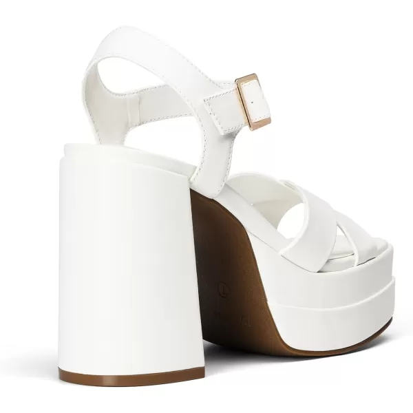 imageDREAM PAIRS Womens Platform Chunky Heels Square Open Toe Ankle Strap High Heeled Sandals Y2K Shoes for Party BrunchWhite