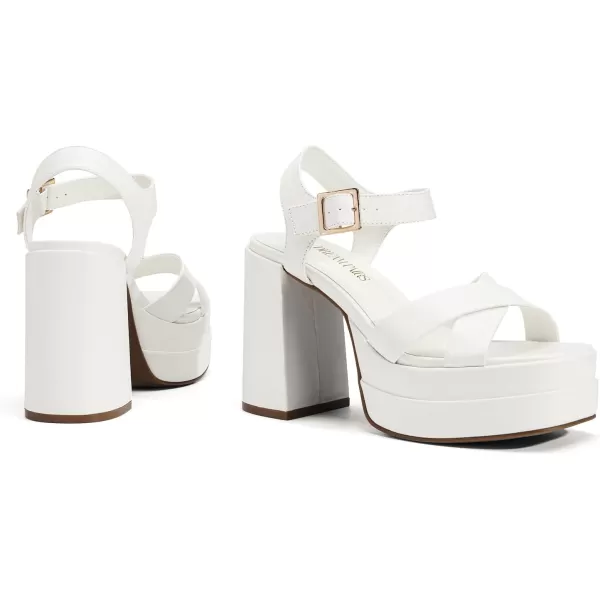 imageDREAM PAIRS Womens Platform Chunky Heels Square Open Toe Ankle Strap High Heeled Sandals Y2K Shoes for Party BrunchWhite