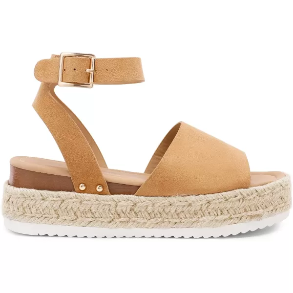 imageDREAM PAIRS Womens Platform Espadrilles Casual Ankle Strap Wedge Sandals Comfortable Dressy Summer ShoesCamalsuede