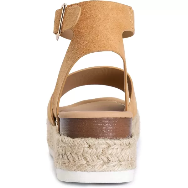imageDREAM PAIRS Womens Platform Espadrilles Casual Ankle Strap Wedge Sandals Comfortable Dressy Summer ShoesCamalsuede