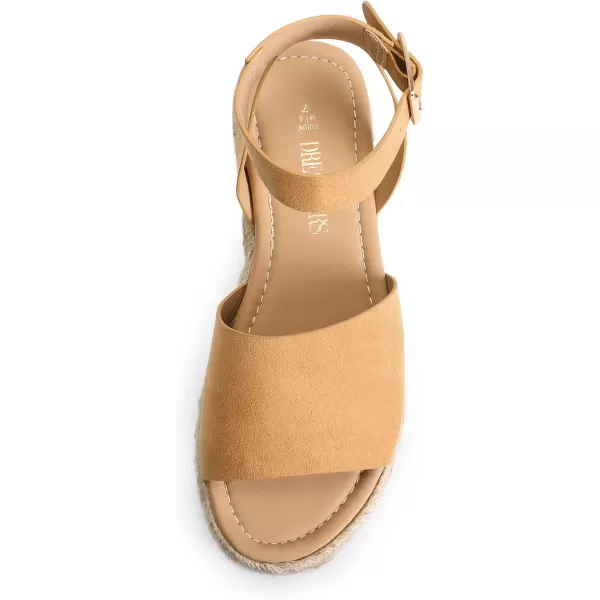 imageDREAM PAIRS Womens Platform Espadrilles Casual Ankle Strap Wedge Sandals Comfortable Dressy Summer ShoesCamalsuede