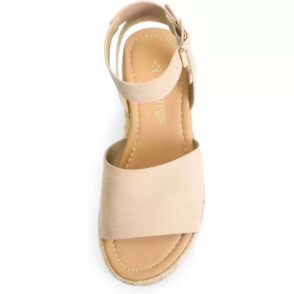 imageDREAM PAIRS Womens Platform Espadrilles Casual Ankle Strap Wedge Sandals Comfortable Dressy Summer ShoesNudesuede