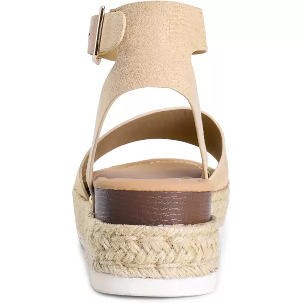 imageDREAM PAIRS Womens Platform Espadrilles Casual Ankle Strap Wedge Sandals Comfortable Dressy Summer ShoesNudesuede