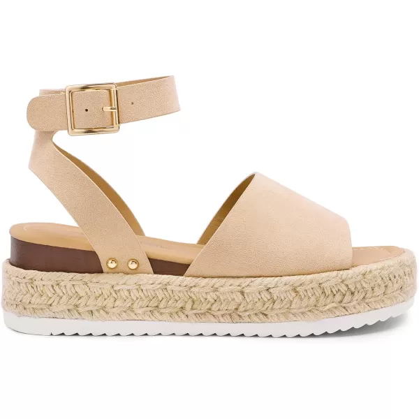 imageDREAM PAIRS Womens Platform Espadrilles Casual Ankle Strap Wedge Sandals Comfortable Dressy Summer ShoesNudesuede