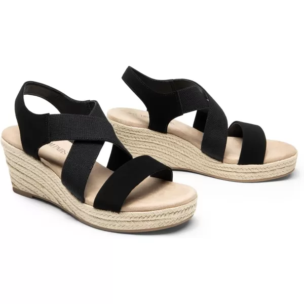 imageDREAM PAIRS Womens Platform Espadrilles Wedge Sandals Slip on Elastic Ankle Strap Sandals for Women Casual Dressy SummerBlacknubuck