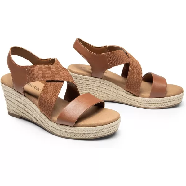 imageDREAM PAIRS Womens Platform Espadrilles Wedge Sandals Slip on Elastic Ankle Strap Sandals for Women Casual Dressy SummerCamelpu