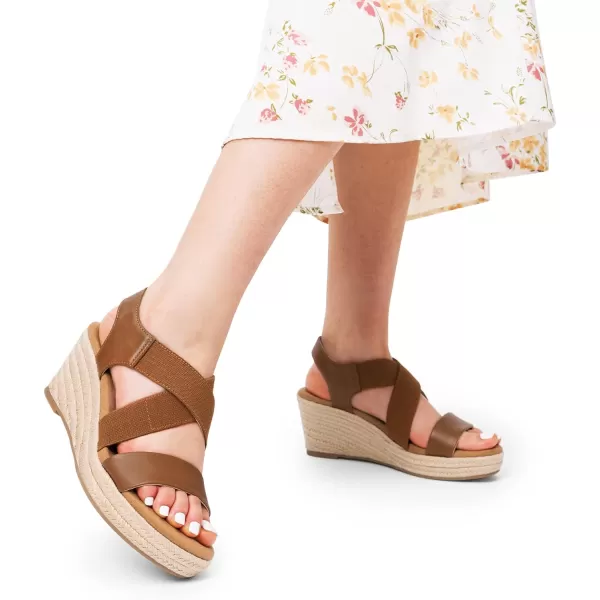 imageDREAM PAIRS Womens Platform Espadrilles Wedge Sandals Slip on Elastic Ankle Strap Sandals for Women Casual Dressy SummerCamelpu