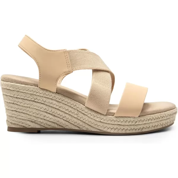 imageDREAM PAIRS Womens Platform Espadrilles Wedge Sandals Slip on Elastic Ankle Strap Sandals for Women Casual Dressy SummerNudenubuck