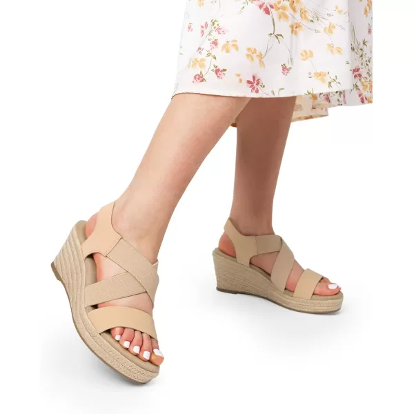 imageDREAM PAIRS Womens Platform Espadrilles Wedge Sandals Slip on Elastic Ankle Strap Sandals for Women Casual Dressy SummerNudenubuck
