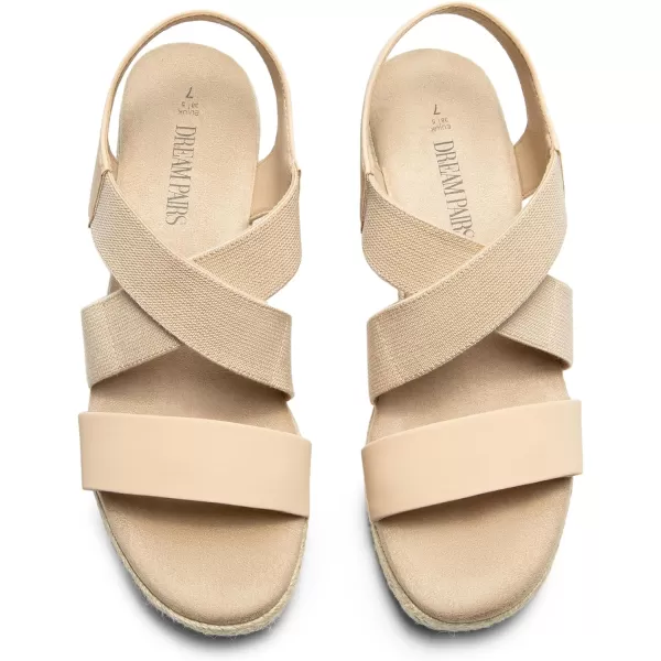 imageDREAM PAIRS Womens Platform Espadrilles Wedge Sandals Slip on Elastic Ankle Strap Sandals for Women Casual Dressy SummerNudenubuck