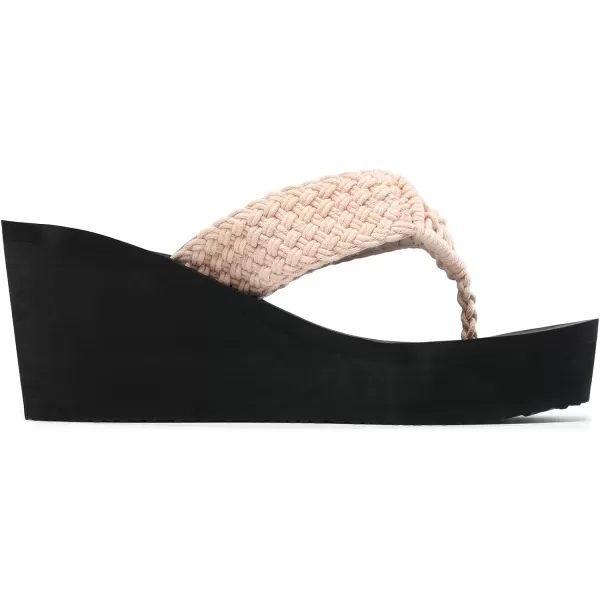 imageDREAM PAIRS Womens Platform Flip Flop Arch Support Comfortable Woven Strap Soft Cushion Wedge Flip Flops Summer Thong SandalsPink