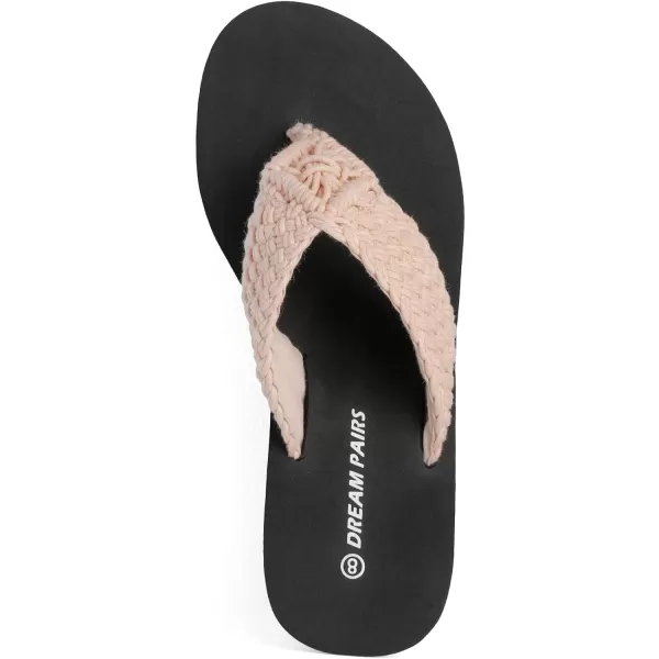 imageDREAM PAIRS Womens Platform Flip Flop Arch Support Comfortable Woven Strap Soft Cushion Wedge Flip Flops Summer Thong SandalsPink
