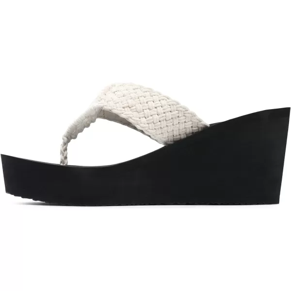 imageDREAM PAIRS Womens Platform Flip Flop Arch Support Comfortable Woven Strap Soft Cushion Wedge Flip Flops Summer Thong SandalsWhite