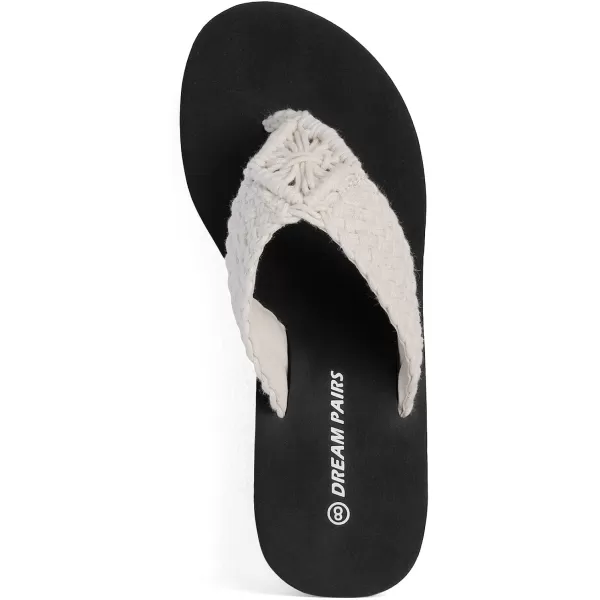 imageDREAM PAIRS Womens Platform Flip Flop Arch Support Comfortable Woven Strap Soft Cushion Wedge Flip Flops Summer Thong SandalsWhite