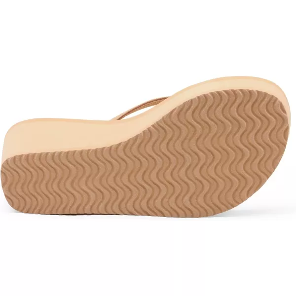imageDREAM PAIRS Womens Platform Flip Flop Rhinestones Arch Support Comfortable Soft Cushion Wedge Flip Flops Summer Thong SandalsNude