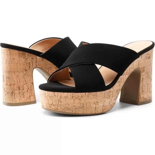 imageDREAM PAIRS Womens Platform Heels Open Toe Slip on Heels for Women High Chunky Block Wedges Sandals Dressy Pumps ShoesBlacknubuck