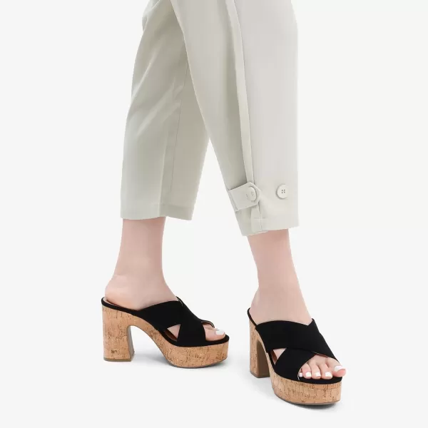 imageDREAM PAIRS Womens Platform Heels Open Toe Slip on Heels for Women High Chunky Block Wedges Sandals Dressy Pumps ShoesBlacknubuck