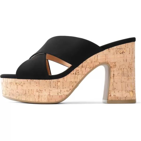 imageDREAM PAIRS Womens Platform Heels Open Toe Slip on Heels for Women High Chunky Block Wedges Sandals Dressy Pumps ShoesBlacknubuck