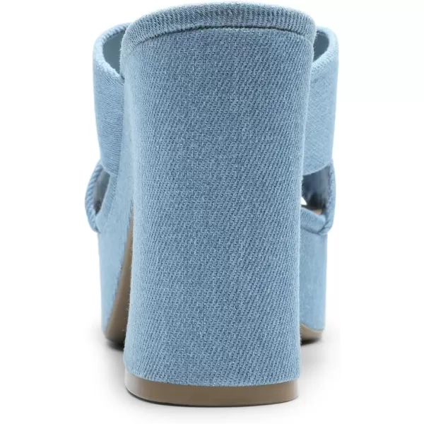 imageDREAM PAIRS Womens Platform Heels Open Toe Slip on Heels for Women High Chunky Block Wedges Sandals Dressy Pumps ShoesDenim Blue