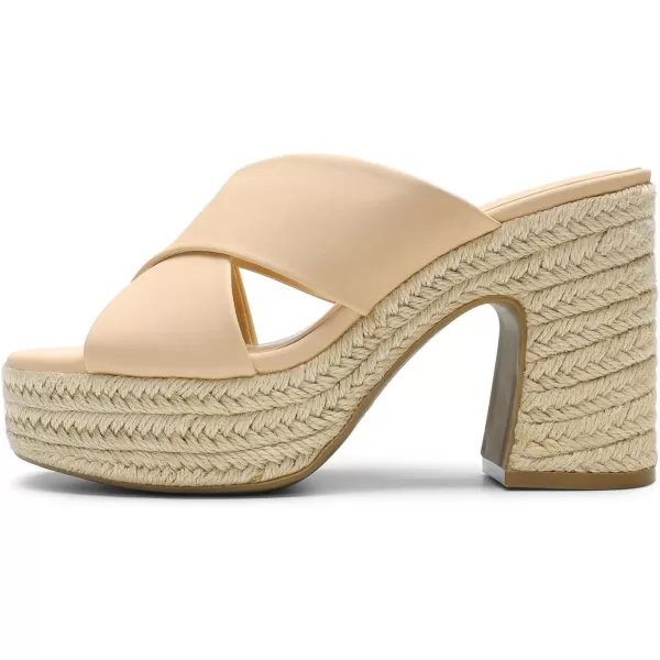 imageDREAM PAIRS Womens Platform Heels Open Toe Slip on Heels for Women High Chunky Block Wedges Sandals Dressy Pumps ShoesNudenubuck
