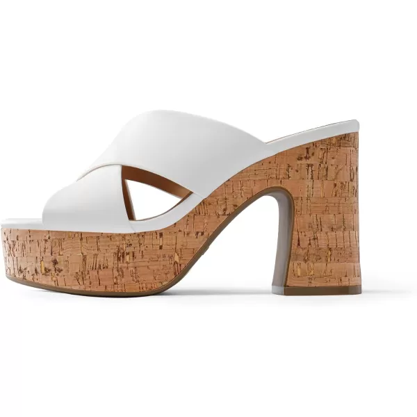 imageDREAM PAIRS Womens Platform Heels Open Toe Slip on Heels for Women High Chunky Block Wedges Sandals Dressy Pumps ShoesWhite